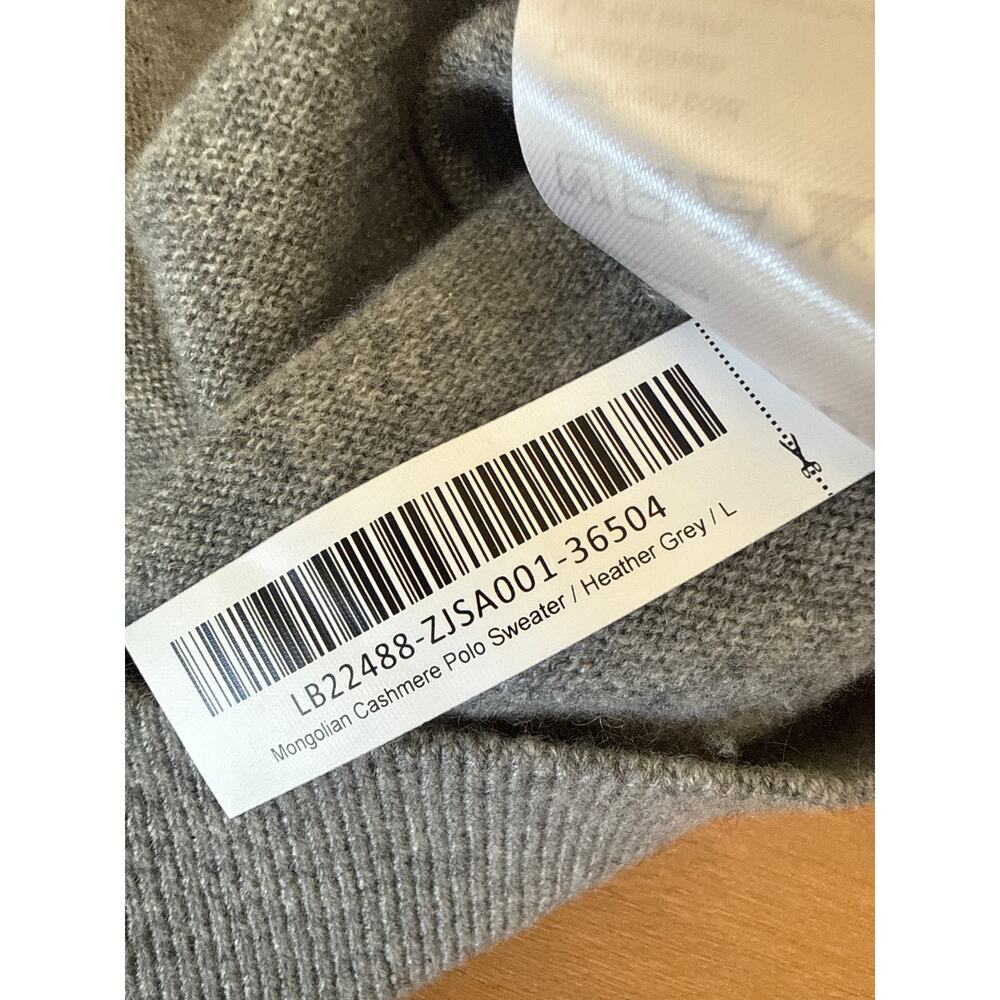 Quince 100% Mongolian Cashmere Polo Sweater Heather Gray Large - Picture 7 of 7